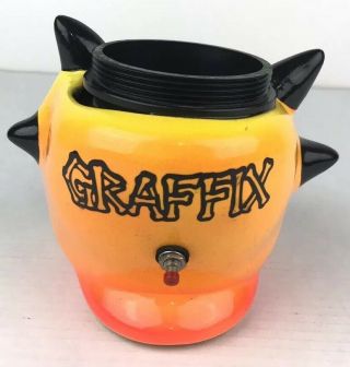 Rare Vtg Graffix Ceramic Water Bong Base Evil Horned Demon Smoking Decor Stoner 4