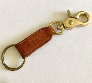 Vtg Coach Brown Leather Trigger Snap Key Ring Fob British Tan 7212