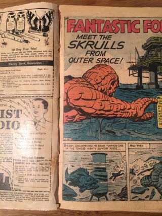 Fantastic Four 2 Rare 1st App Of Skrulls Grade 1 - 2 Raw 9