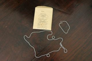Nos,  Dog Tag Chains Ww2 1944 Us Issue In Gi Package Of 2 Chains