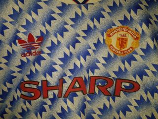 Manchester United Man Utd 1990 Retro Vintage Blue Shirt Adidas Sharp M 2