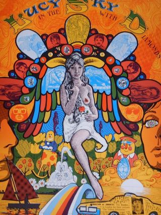 RARE 1960s LUCY IN THE SKY WITH DIAMONDS BEATLES POSTER PSYCHEDELIC 2