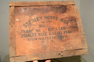 Antique Stanley Rule & Level Tools Mitre Box Crate Only Miter Back Saw