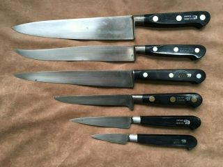Vintage Sabatier 4 Star Elephant Carbon Steel Knives - - Set Of 6