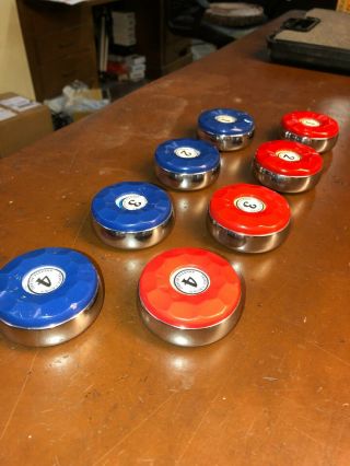 Antique American shuffleboard pucks / weights numbered Cases Not 3