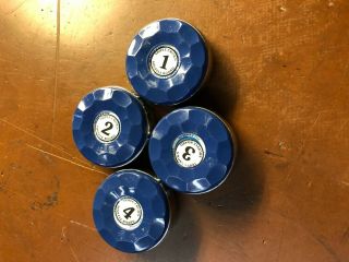 Antique American shuffleboard pucks / weights numbered Cases Not 7