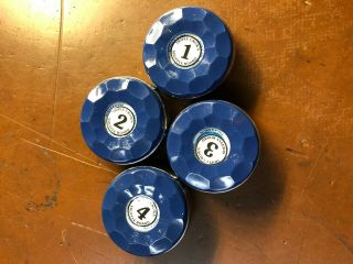 Antique American shuffleboard pucks / weights numbered Cases Not 8
