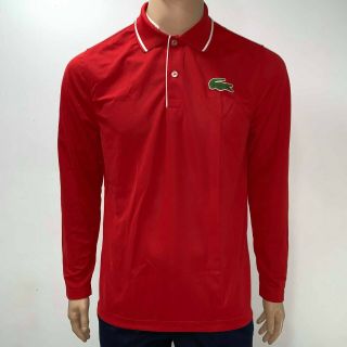 Lacoste Vintage Red Australian Open Mens Long Sleeve Jersey Rare Polo Shirt