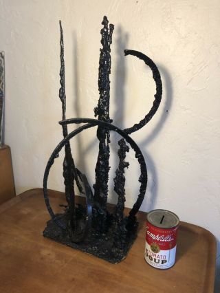 Vintage Mid Century Modern Brutalist Welded Metal Abstract Sculpture 1960s