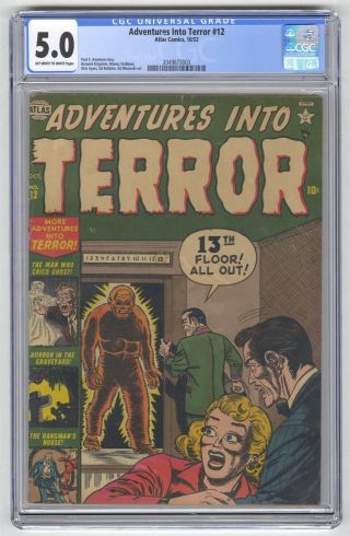 Adventures Into Terror 12 Cgc 5.  0 Vintage Marvel Atlas Horror Pre - Hero Gold 10c