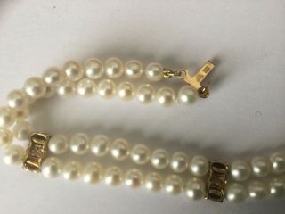 Exquisite Vintage 14ct Gold Fresh Water Pearl,  Diamond & Garnet Bracelet 5