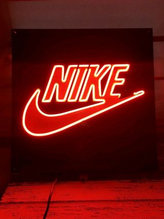 Nike Vintage 1990s Framed Neon Light Store Display Sign Swoosh Authentic