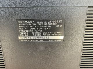 SHARP GF - 9292X RARE BOOMBOX GHETTOBLASTER CASSETTE PLAYER,  WATCH VIDEO 11