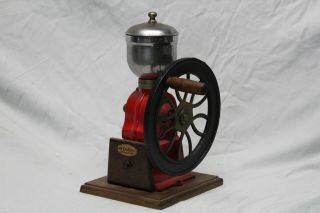 Vintage Mr Dudley International Coffee Grinder Red Cast Iron 7 - 1/2 " Wheel