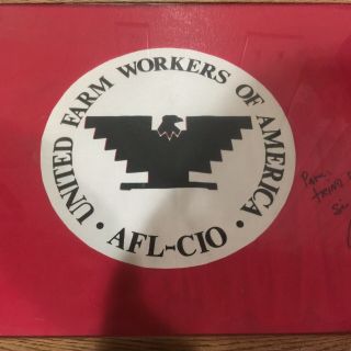 Vintage United Farm Workers Flag Signed By Ceasar Chavez