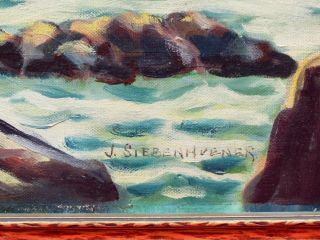VINTAGE EARLY MID CENTURY SEASCAPE SEA OIL PAINTING SIGNED JOHN J SIEBENHUENER 3