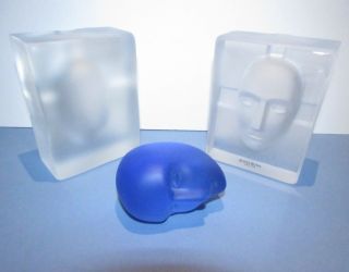 Rare Kosta Boda Cell & Brains Sculpture Bertil Vallien Signed Glass Head Face