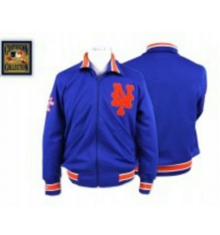 Authentic 1986 MLB Mitchell & Ness York Mets Vintage warm - up Jacket 2
