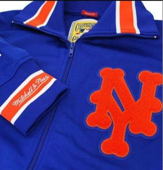 Authentic 1986 MLB Mitchell & Ness York Mets Vintage warm - up Jacket 3