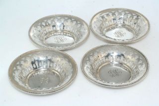 4 Vintage Reticulated Sterling Silver Nut Bon Bon Dishes