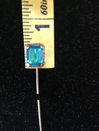 Vintage Estate Blue Topaz 14K White Gold Stick Pin 7