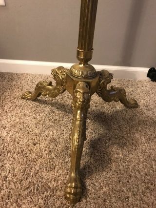 Vintage Brass Made In Italy Lion Head Claw Foot Coat Rack Hall Tree 66 1/2” 2