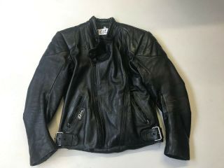 Fromer Design Mens Vintage Leather Motorbike Jacket In Black Size 48 (mc12)
