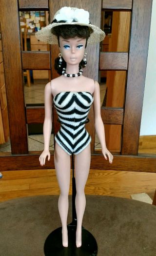 Vintage Barbie Doll 5 Ponytail Brunette Pretty Face,  More