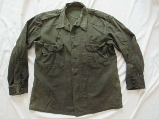 Vtg Ww2 Hbt Jungle Shirt Wa War Aid Sz 17x35 Very Salty Gas Flap Us Army Rare
