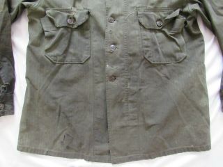 Vtg WW2 HBT Jungle Shirt WA War Aid Sz 17x35 VERY SALTY Gas Flap US Army RARE 4