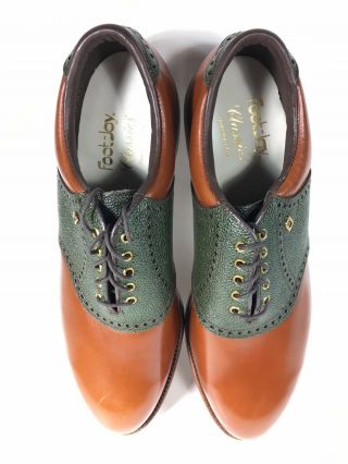 VINTAGE FOOTJOY CLASSICS MENS GOLF SHOES BROWN GREEN 9.  5 MADE IN USA 5