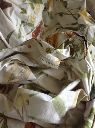 Rare Vtg.  Retired Pottery Barn Botanical & Bird King Duvet 100 Cotton 3