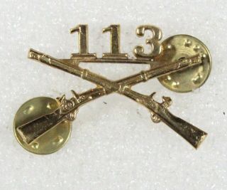Army Collar Pin: 113th Infantry Regiment Officer - Meyer