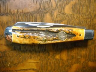 vintage Schrade,  USA 1982 NKCA Trapper Knife fantastic India Sambar Stag 5
