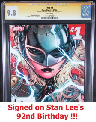 Rare Thor 1 Cgc Ss 9.  8 Signed On 92nd Birthday By Stan Lee,  1st Printing Nm/mt