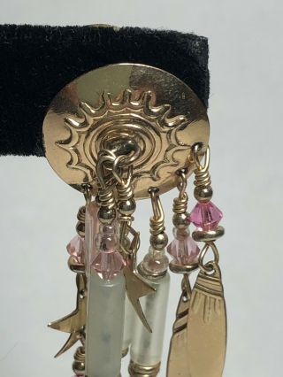 Vintage Tabra Gold Filled Aurora Borealis Crystal Chandelier Star Earrings 4