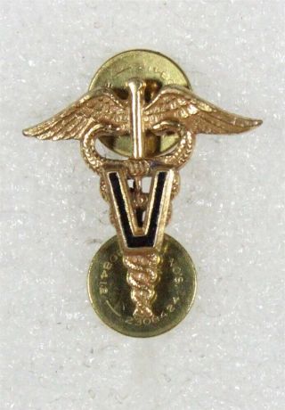 Army Collar Pin: Veterinary Corps,  Wwii Medical Officer - Sterling