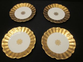 Antique Ls & S /coiffe Limoges France Gold Encrusted Dinner Plates - Set Of 4