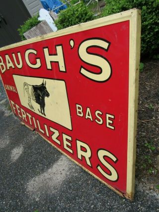 Rare Vintage 1930 ' s Baugh ' s Animal Base Fertilizers Seed Farm Sign 39.  5 
