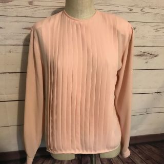 Vintage Christian Dior Mauve Pink Top Blouse Long Sleeves Size 4 Pleated Front