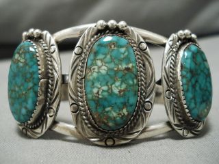 Museum Quality Vintage Navajo Spiderweb Turquoise Sterling Silver Bracelet Old
