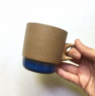 Set of 4 Vintage Heath Ceramics Moonstone Stacking Mugs Brown & Blue 3