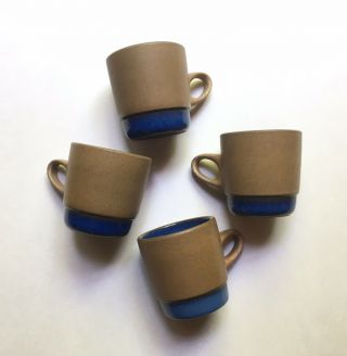 Set of 4 Vintage Heath Ceramics Moonstone Stacking Mugs Brown & Blue 5