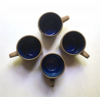 Set of 4 Vintage Heath Ceramics Moonstone Stacking Mugs Brown & Blue 6