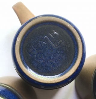 Set of 4 Vintage Heath Ceramics Moonstone Stacking Mugs Brown & Blue 8