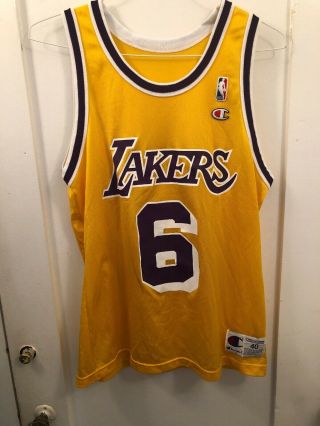 Nwot Vintage Champion Eddie Jones 6 Los Angeles Lakers Size 40 Jersey Euc