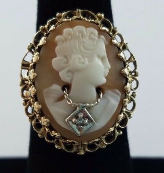 Vintage 10k Yellow Gold Cameo Woman 
