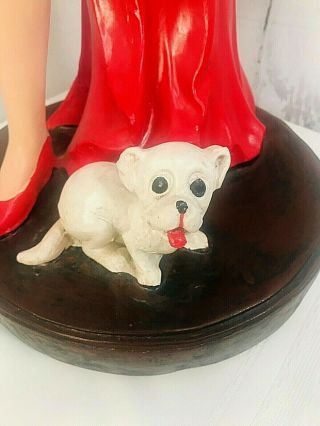 Betty Boop Vntg Statue Figure Sexy Red Dress w/ Dog & Serving Tray 32 