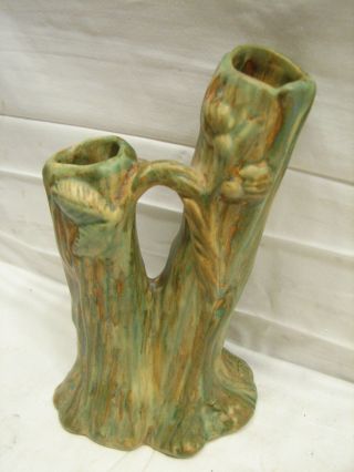 Vintage Weller Art Pottery Bud Vase Tree Trunk Stump 9 "