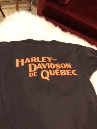 1970 ' s harley davidson Motorcycle thin t shirt 50/50 Rare De Quebec Canad 5
